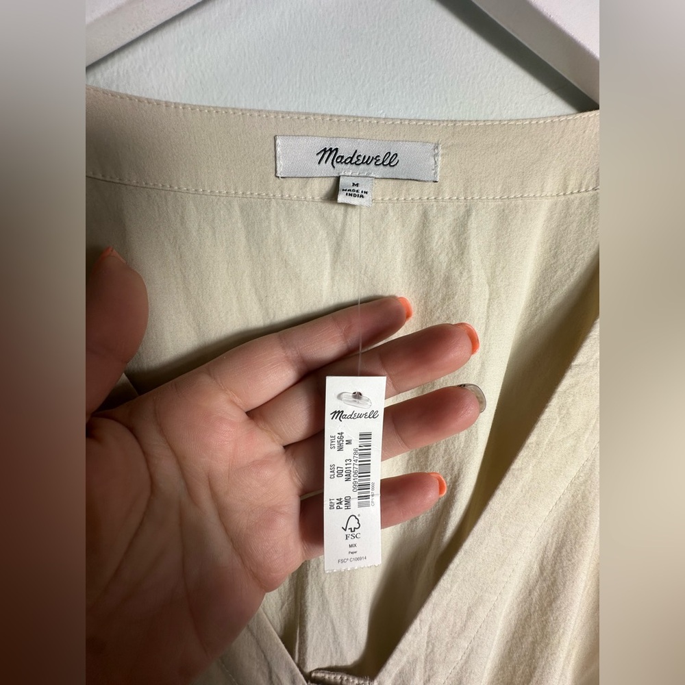 NWT Madewell Poplin Sophia Button-Front Midi  Neutral Dress, NH564, Size Medium - Picture 11 of 16